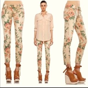 NWOT Current/Elliott Beige Floral Stiletto Jean